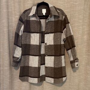 H&M Brown and Gray Plaid Shacket